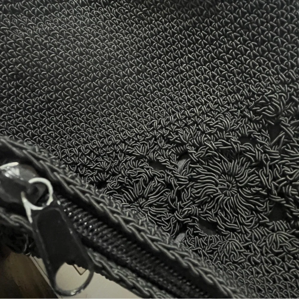 Kathie Lee Collection Black Macrame Crossbody Purse Zipper Closure Boho